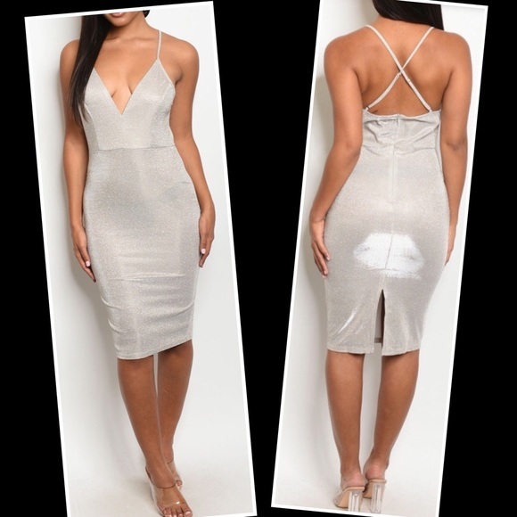 ✨HOST PICK ✨SHIMMERING SILVER GLAM COCKTAILS DRESS-SLIP-NEW-TUNIC-TANK‎ - Picture 2 of 7
